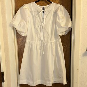 h&m divided tie front poplin dress